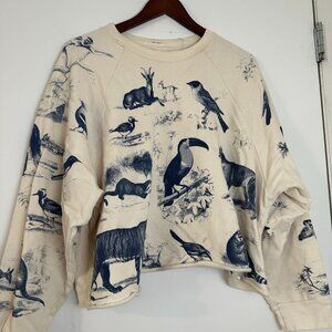 MOTHER animal print cropped 100% cotton sweatshirt